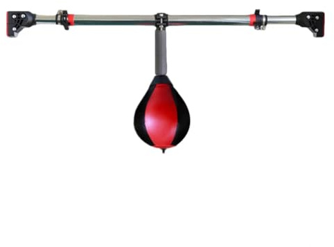 PP-Vic Hängender Box-Speedbag, Verstellbarer Längenständer 93-103 cm, 360 ° -Drehung Und Aufblasbares Gerät, Verbessert Geschwindigkeit Und Reaktionsfähigkeit Tragbarer Boxreflexball,Rd+bk