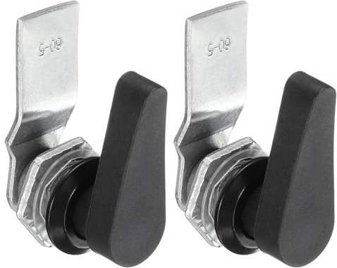sourcing map Thumb Operated Offset Cam Lock, 5/7 Inch Cylinder Length Aluminum Alloy Handle Swing Knob Turn Lock for Electric Box Mailbox (Black, Pack of 2)