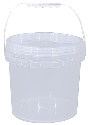 Generisch Rund Eimer mit Deckel 5 Liter Transparent, Plastikeimer mit Henkel, lebensmittelecht, stabil, luftdicht Vorratseimer für Aufbewahrung von Lebensmittel, Haushalt, Werkstatt und Gastronomie