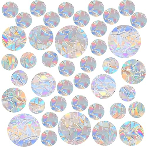42 PCS Round-Shaped Window Stickers Anti-Collision Bird Protection Decals Non-Adhesive Rainbow Window Clings to Prevent Bird Collisions