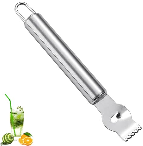 beejune Zestenreißer, Zestenschneider, Zitrone Edelstahl Zester Reibe, Zitrusfrüchte Zester, für Cocktails,Küchen,Zitrusfrüchte,Gemüse(Silber)
