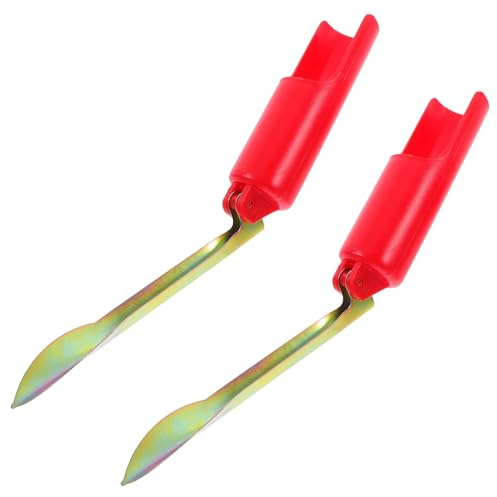 NUSITOU Soporte para Cañas de Pescar Pinchos Metálicos y Plástico de 32cm Rojo Plegable Paquete de 2 Unidades Adecuado para Pesca en Hielo y Orilla