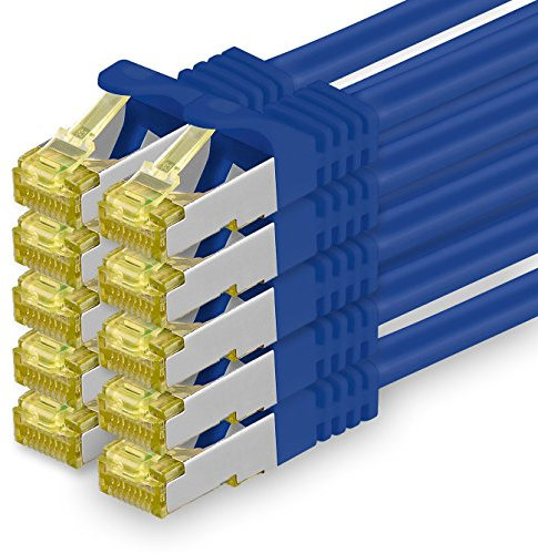 1aTTack.de Câble Réseau Cat7 Cat 7 10 GB/s SFTP - 10x 3,0m - RJ45 Ethernet LAN DSL Routeur Modem - Bleu