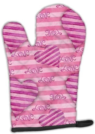 Caroline 's Treasures bb7566ovmt Watercolor Hot Pink gestreift Herzen verziert Ofenhandschuh, 30,5 x 21,6 cm Multicolor