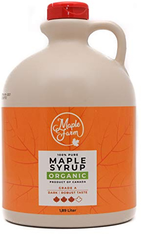 MapleFarm - Reiner kanadischer BIO-Ahornsirup Dark, Klasse A, Dunkel, kräftiger Geschmack - 1,89 l (1er Pack) - maple syrup - biologisch Ahornsaft