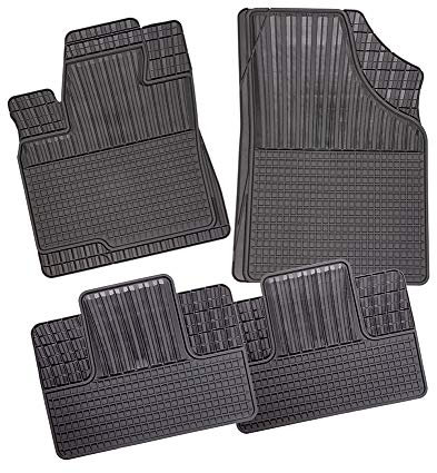 SuzukaGP I Allwettermatte Vario-Fit 2 I Gummimatte TPE 4 teilig I Universal Auto Fussmatte I Vario-Fit Auto Universalmatte mit Wabenmuster I Auto Fußmatten Set ohne Mattenhalter
