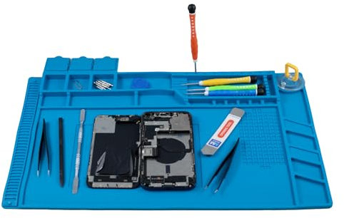 MMOBIEL Alfombrilla Soldadura Tapete de Reparación de Silicona – 45 x 30 cm – Soldar Resistente al Calor Hasta 500°C – Tapete de Reparación Teléfonos y Aparatos Electrónicos - Azul