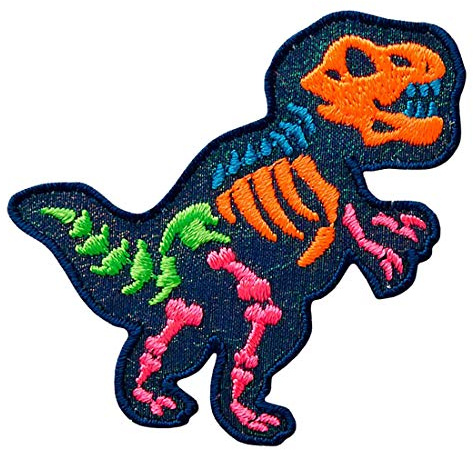 Mono-Quick Dinosaurier Dino T Re x Aufnäher zum Aufbügeln 6 x 5,5 cm Bügelbild für Kinder Mädchen mit Wildtier Action, Bügelpatch Patches Bügelflicken