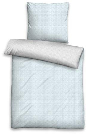 biberna 0004253 Bettwäsche Garnitur mit Kopfkissenbezug Komfort-Feinbiber 1x 135x200 cm + 1x 80x80 cm ciel
