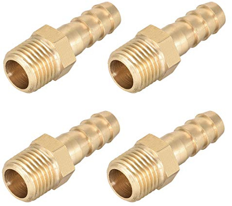 sourcing map Latón Montaje Conector Métrico Macho a Púa Manguera 8 mm x M12x1.25 (4 Piezas) | a Púa Manguera