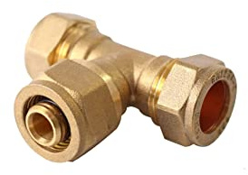 Camiseta reductora de compresión de latón para tubo de cobre de 15 mm a tubo multicapa de plástico de 16 mm (2)