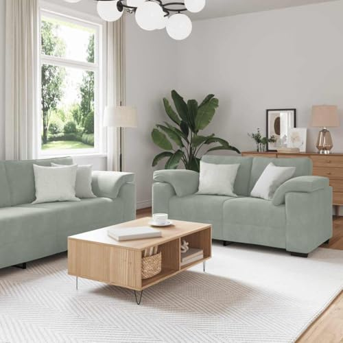 Owoxanthellate 3-TLG. Samtsofa Garnitur Hellgrau Modernes Kleines Sofa Set 100/160/219 x 77 x 82 cm Couchgarnitur mit Sessel 2-Sitzer 3-Sitzer für Wohnzimmer Büro Gästezimmer