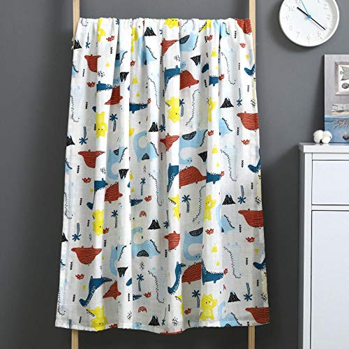 Babydecke Personalisiert Zweilagige Baby Musselin Decke 100% Weiche Baumwolle 110X120Cm Gaze Badeanzug Kinderwagen-Roter Dinosaurier