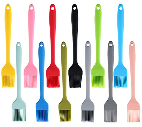 Set Di 12 Spazzole Per Pasticceria in Silicone, Spazzola Per Cibo Resistente Al Calore Diffusione Di Olio Burro Salsa Per Bbq Grill Cottura Cucina, Senza BPA, Lavabile in Lavastoviglie
