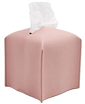 Kosmetiktuch-Box, quadratisch, PU-Leder, Papierspender für Badezimmer, Schminktisch, Nachttisch, Büro, Auto, Dekoration, Rosa