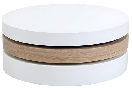 Vente-unique Couchtisch drehbar Janita - Holz (MDF) - Weiß & Eiche