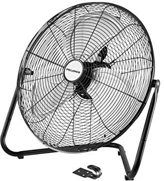 Pelonis Fan 20 Inch Floor Fan | Heavy Duty All Metal High Velocity Floor Fan with 3-Speeds| Adjustable Tilting Head | Quickmount Bracket for Home, Industrial, and Commercial Use