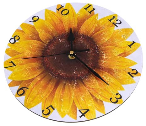 Gatuida Wanduhr hölzerne Uhr Batteriebetriebene stille Sweep- Retro- Vintage Land stumme Küchen für die Wand Badezimmer runden schmücken Sonnenblume Holz