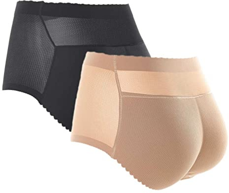 SUIUOI 2 PCS Mujeres Butt Lifter Shapewear, Control Bragas Enhancer, Sin Costuras Acolchado Shaper, Ropa Interior Transpirable Control de Barriga Braguitas
