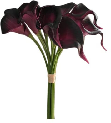 Lot de 12 fleurs de lys calla artificielles, 33 cm en polyuréthane à tête unique, accessoire pour bouquet de mariée pour plantes de verdure, guirlande d'intérieur et d'extérieur, décoration de bureau