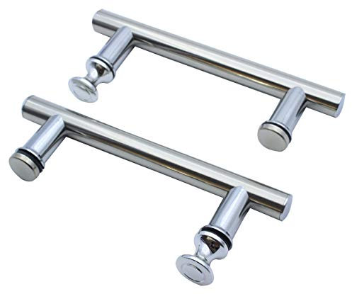 KEABATH Maniglia per porta della doccia da foro a foro da 125 mm in acciaio inox con pomello in plastica, maniglia rotonda per porta della doccia, maniglia di ricambio, confezione da 2