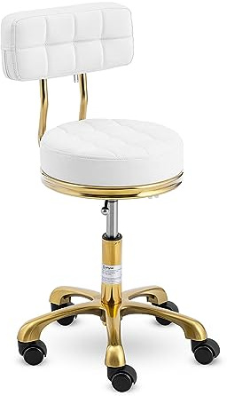 Physa Physa GELA White Rollhocker mit Rückenlehne 150 kg weiß 47-61 cm höhenverstellbar Drehhocker mit Rollen