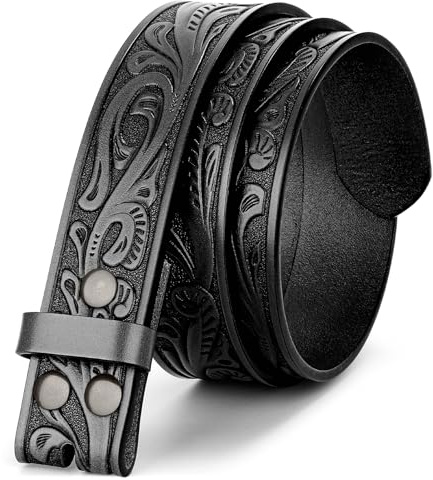 BELTROAD Western Ledergürtel Strap für Männer Frauen Cowboy Cowgirl Leder Herrengürtel für Jeans Geburtstag Weihnachten Gürtel Geschenke | Ledergürtel 3.8mm, DIY Wechseln, Snap on Schnalle, Cowboy Kostüm für Karneval Halloween, Western Outfit