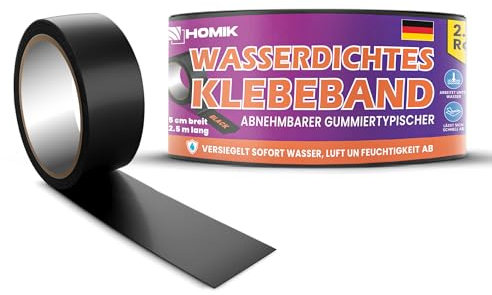 HOMIK Extremely Strong Waterproof Repair Tape | 5cm x 2.5m | UV Resistant Black Tape for Outdoor & Indoor Use