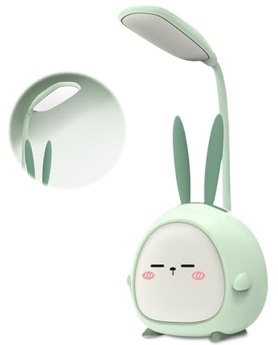 Nizirioo 1 Stück Schreibtischlampe Kinder: Mini Wiederaufladbare Schreibtischlampe mit Flexibles Arm, Nette Cartoon Schreibtischlampe, LED Tischlampe mit 3 Farbtemperaturen für Lesen Lernen(Grün)