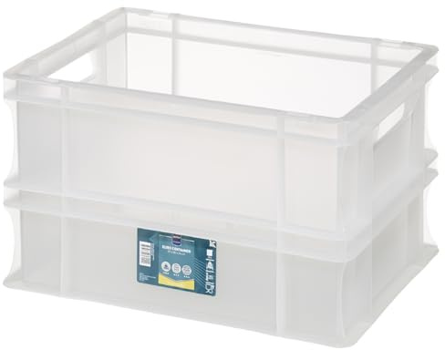 METRO Professional Eurobox, PP, 40 x 30 x 24 cm, 22 L, 20 kg, milchig, stapelbar, Handgriffe, weiß