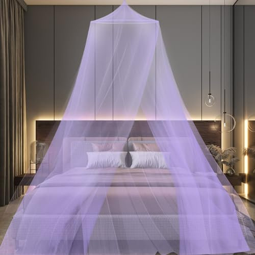 Moskitonetz Bett Groß Mückennetz Bett Moskitonetz Doppelbett Betthimmel Fliegennetz Bett Moskitonetz Reise, Tragbar Moskitonetz für Reise und Zuhause Outdoor(Lila)