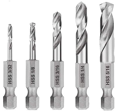 Broca escalonada HSS, juego de brocas rechonchas for cambio rápido de metal Vástago hexagonal de 1/4M2 HSS Metal Pulgada Taladro pequeño Metal Madera Plástico Broca for herramientas (Color: 1 4 pulga