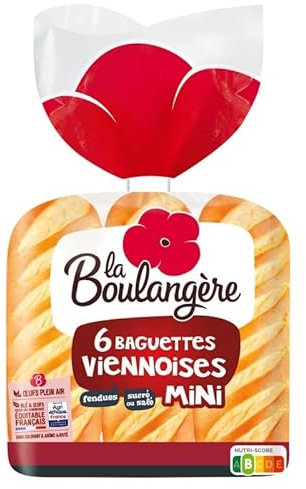 Découvrez les saveurs irrésistibles de La Boulangère : 6 Mini Baguettes Viennoises, 330g de pur plaisir ! Idéales pour le petit-déjeuner, ces délices vous - Le Lot De 4