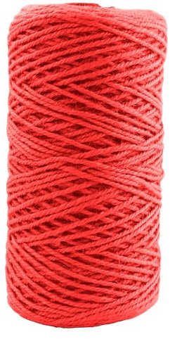 IMROPE Rotes Juteseil, 3 mm x 150 m, für Gartenarbeit, Tomaten, Kletterpflanzen, Krawatte, Floristik, Handwerk, Geschenkverpackung, Dekoration, Rot