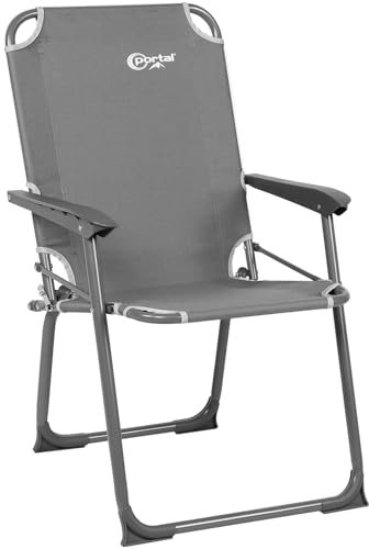 Portal Folding Chair Camping with Hard Armrests Garden Beach Fishing Outdoor Foldable Chair Lightweight Fold up Picnic Chair High Back Portable Chair Compact