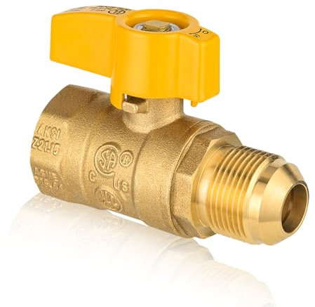GUOFIS Gas Ball Valve,3/4-Inch FIP x5/8-Inch OD Flare Brass Plumbing Fittings for Gas Systems(1/4 Turn,1Pack)(VALVE232)