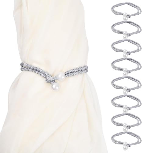 Rapidbok 8 Stück Vorhang Raffhalter Set - Perlengardinenhalter für Vorhänge, Gewebte Gardinenbänder mit Kordelzug - Dekorative Gardinen Halter für Home Office und Fensterdekoration