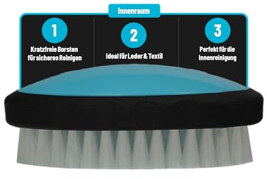 Stipt Cleaning Brush - Spezielle Reinigungsbürste für Leder, Kunstleder, Skai und Stoffe - Entfernt Schmutz und Flecken effektiv - Ideal für Auto Innenraumreinigung - 16x5 cm, 93g