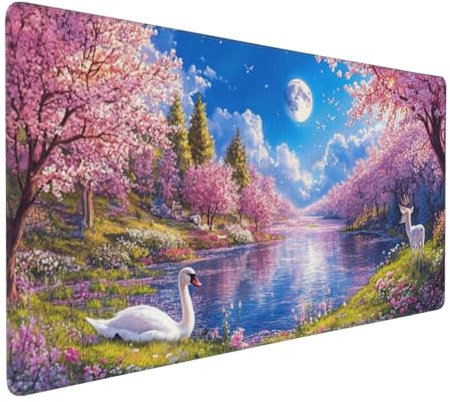 Large Mouse Pad 1200x600x4mm Japan Gaming Mouse Mat Cherry Blossoms XL Mousepad Anti-Fray Stitched Edges with Non-Slip Rubber Base,Ergonomic Mouse Pad Extended Desk Mat, Home Office Accessories Laptop