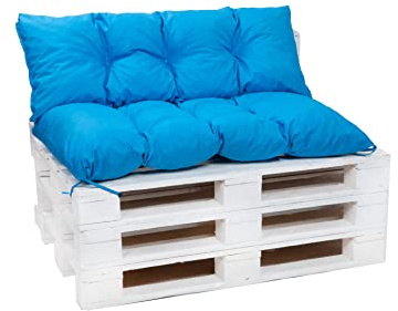 Setgarden® Palettenkissen-Set, Kissen für Gartenmöbel aus Paletten, Outdoor Rücken und Sitzkissen, Gartensitzkissen viele Farben und Größen (Blau, Set 120x60 sitzkissen + 120x60 rückenkissen)