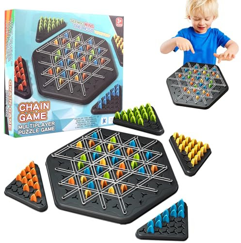 Geometric Chess Game, Chain Triangle Game, Genius Square Game, Triggle Rubber Chess Band Games, Educational Brain Teaser Strategy Puzzle Toy for Kids & Adults