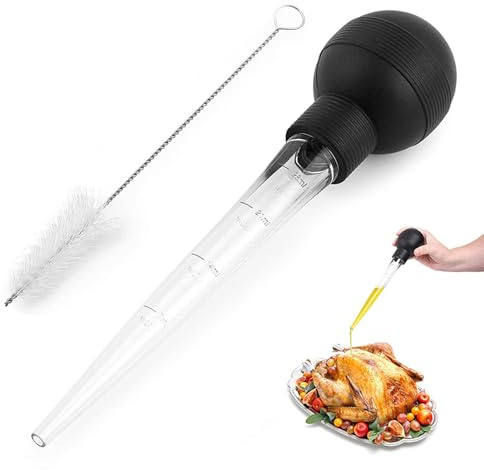 Turkey Baster for Cooking with Cleaning Brush: Baster Syringe - Turkey Oil Dropper for Juicy Turkey, Beef, Pork, and Fish - Essential Kitchen Tools & Gadgets for Flavorful Meals