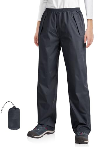 33,000ft Pantaloni impermeabili da donna, impermeabili, per ciclismo, riflettenti, antivento, leggeri, per golf, escursionismo, pesca, grigio scuro, 48