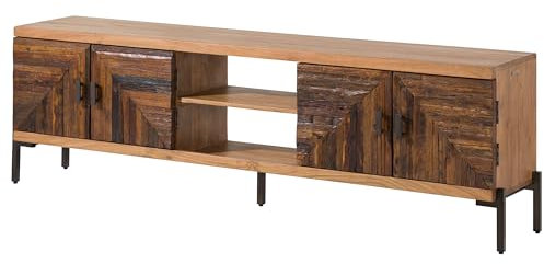 MASSIVMOEBEL24.DE TV-Board Altholz 200x40x63 Natur lackiert Lyon #120, Farbe:Natur lackiert, Größe:200x40x63 cm (BxTxH)