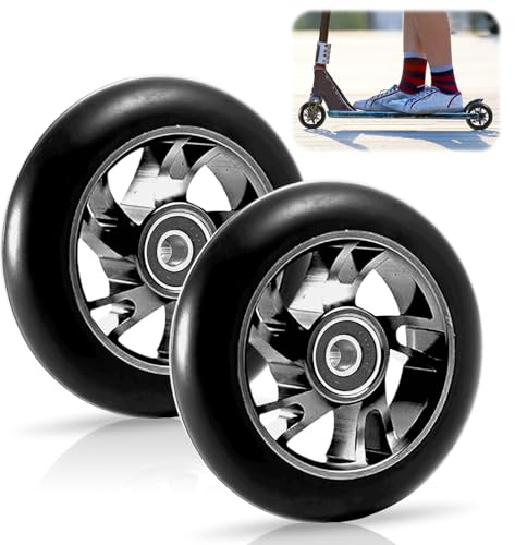 Scooter Rollen,2 Stück 120MM Scooter Inliner Räder mit ABEC-9 Kugellager,Scooter Ersatzräder für Robust Und Widerstandsfähig, Passend Für Dein Scooter Zubehör(Schwarz)