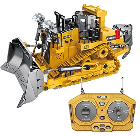 Kueohse 1:24 2,4 GHz 9 KanäLe Fernbedienung Traktor Spielzeug Bulldozer RC Aluminiumlegierung Technik Traktor Spielzeug für Kinder Stil B