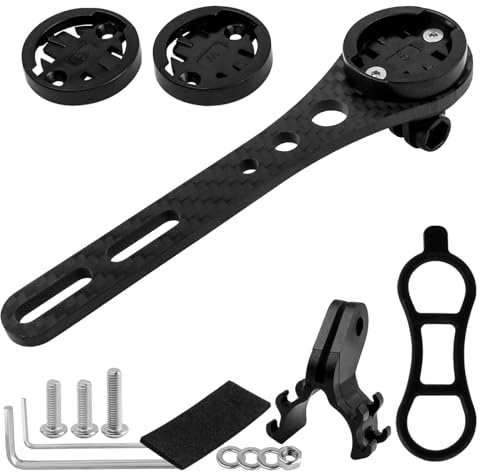 Mesee Bicycle Out Front Mount, Road Bike Computer Mount Carbon Fiber Integrated Handlebar Computer Holder Extension for Holding Bike Computer, Action Camera, Cycling Lights, Flashlight, Headlight