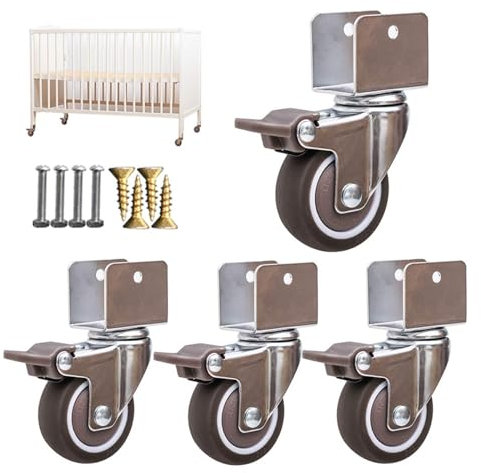 Castor Wheels,Swivel Chair Caster Office Chair Swivel Castor Wheel,2 Twin Casters,Trolleys Plastic Wheel,Replacement Castor Wheels for Small,Set of 5(brakeM1 (