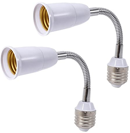 ISTOVO 2X Adattatore Convertitori per Portalampada A Luce LED Adattatore Flessibile da E27 A E27 20 cm Lunghezza Flessibile Estendere Prolunga Tipo Base Prolunga
