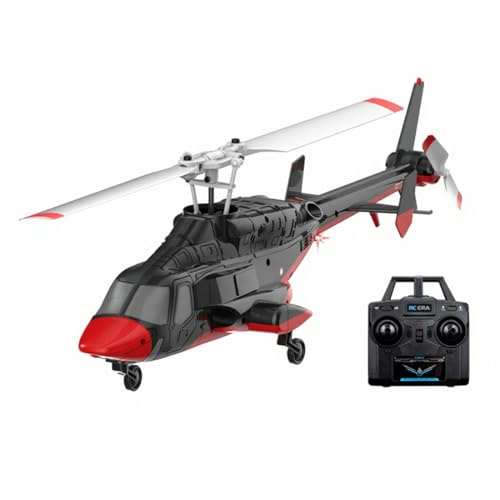 Fly-Wing RC Hubschrauber A61 1/53 Maßstab Air-Wolf 2.4G 4CH Single Rotor Flybarless Mini Hubschrauber Modell mit optischer Strömungshöhe Hold, Rot & Schwarz RTF Flugzeugmodell für Erwachsene
